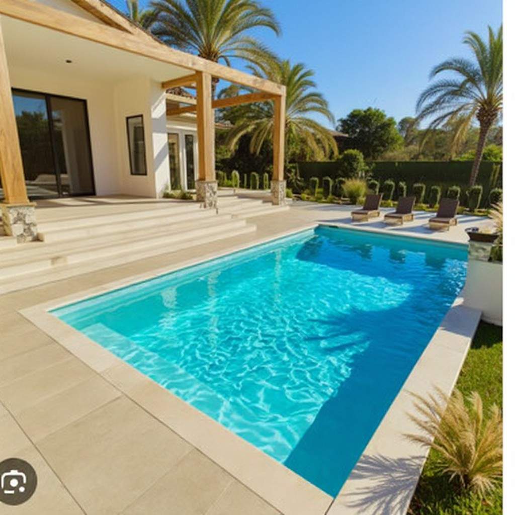residential plunge pool with outdoor seating space