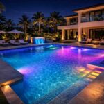 Beautiful pool lighting inside pool water