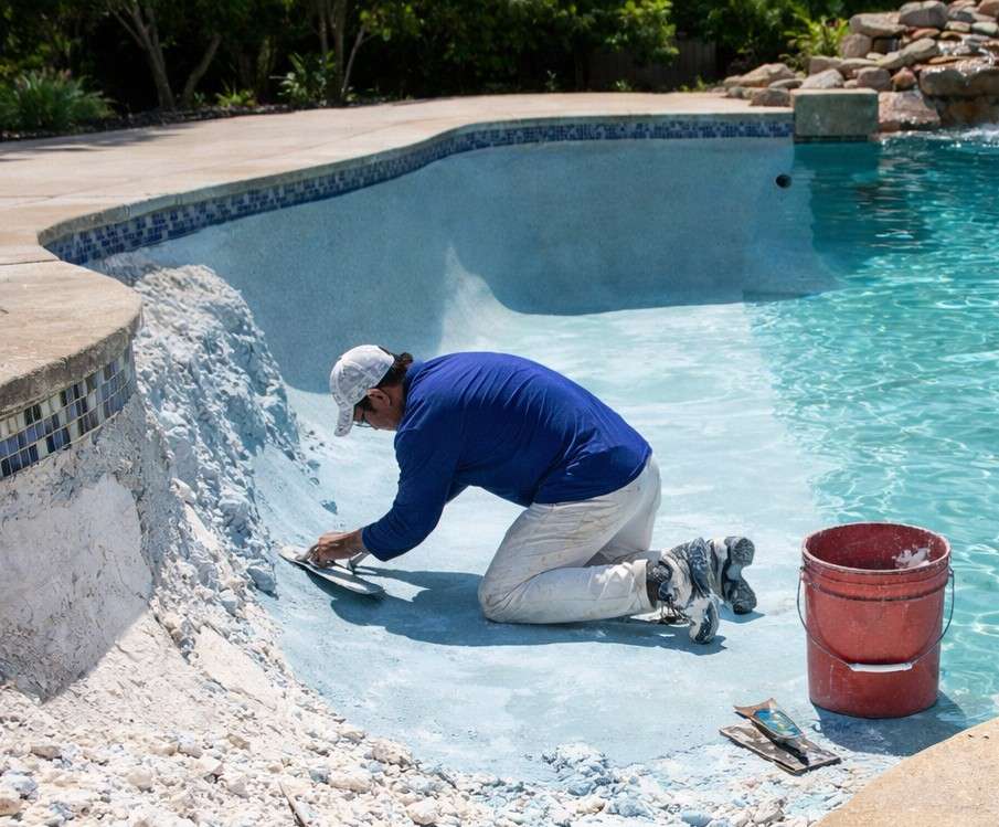 a pool expert doing pool resurfacing
