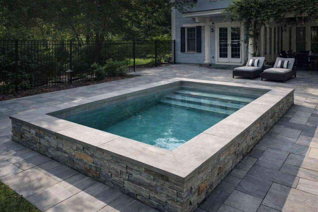 small plunge pool with stylish design and small backyard setting