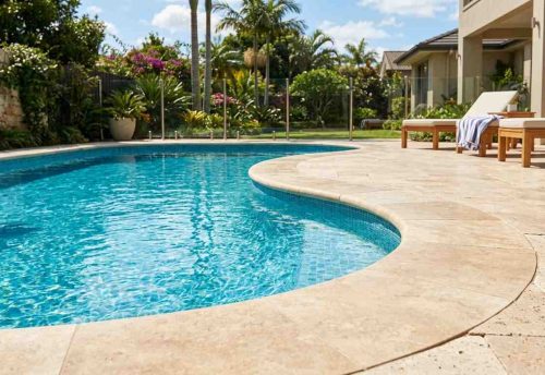 bullnose pool coping around a freeform pool