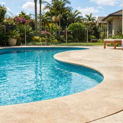 bullnose pool coping around a freeform pool