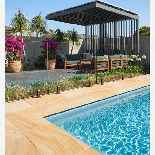 square edge coping around a rectangular pool